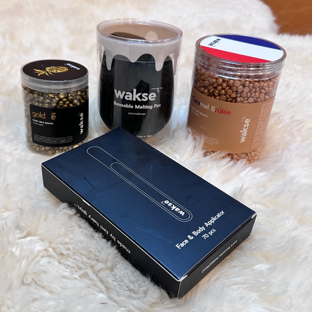 Wakse Reusable Melting Pot, Hard Wax Beads + Applicators for Hair Removal